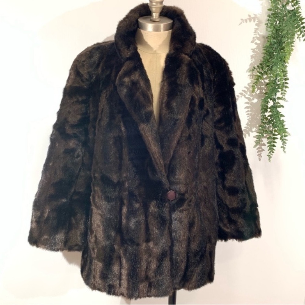 Luxurious Faux Fur Coat - Brown